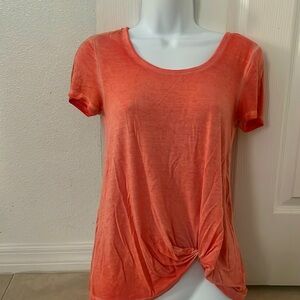 Pink Rose Coral Scrunched Front Shirt - Size Small | Excellent Condition